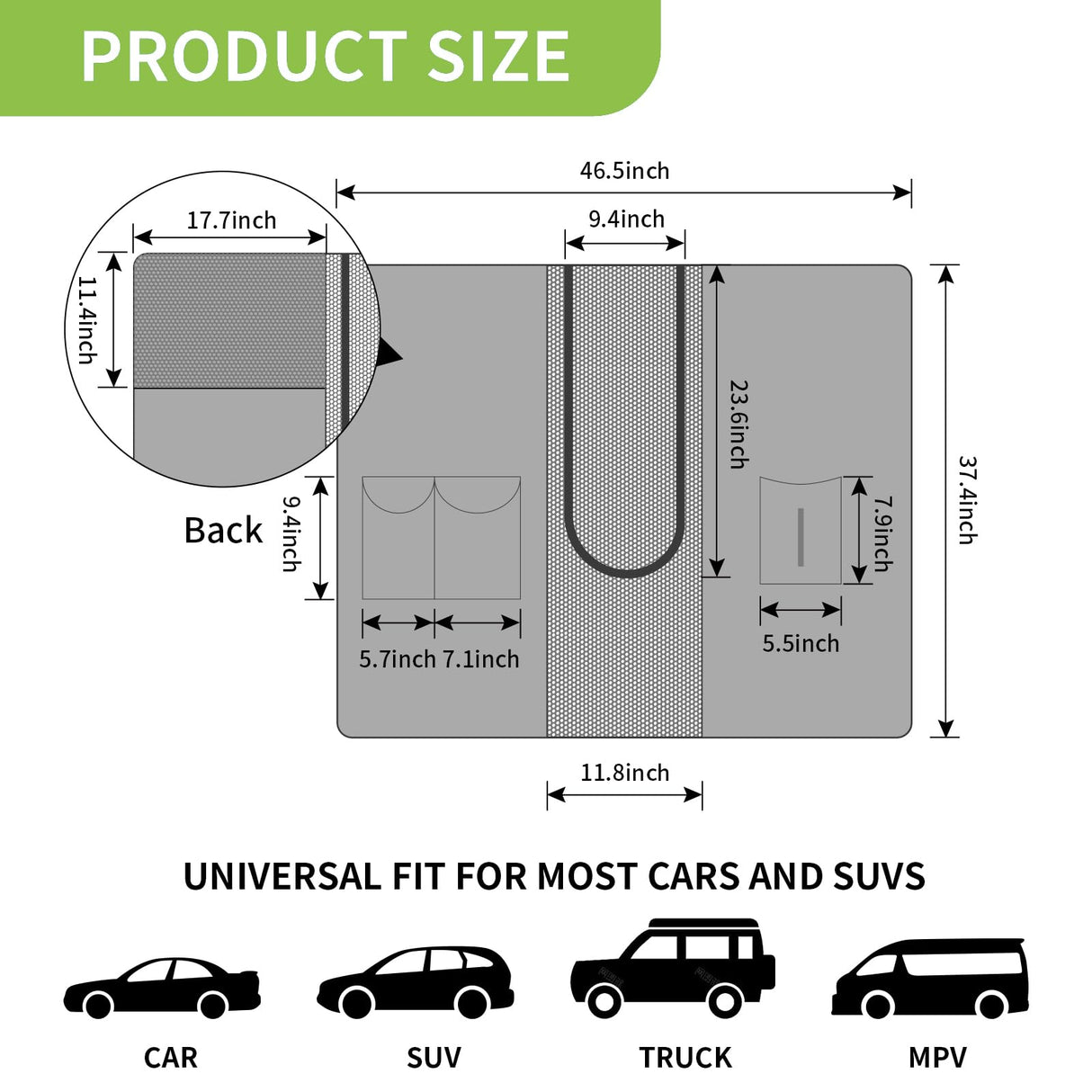 Q-DDOIT Dog Car Net Barrier for SUVs, Pet Barrier with Adjustable Rope and Storage Bag, Dog Fence Barrier for Car Front Seats, Car Divider for Driving Safely with Children & Pets