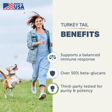 Load image into Gallery viewer, Turkey Tail Mushroom for Dogs - Whole, Organic Mushroom Extract - Over 50% Beta-Glucan - Third Party Tested, Made in The USA - No Grains No Fillers