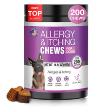 Load image into Gallery viewer, Dog Allergy Chews 200ct - Dog Allergy and Itching Skin Relief Anti Itch Aller Immune Bites for Dogs licking Paws Treatment Relief Itchy Chew Probiotics Vitamins for Skin and Coat Allergies - Chicken