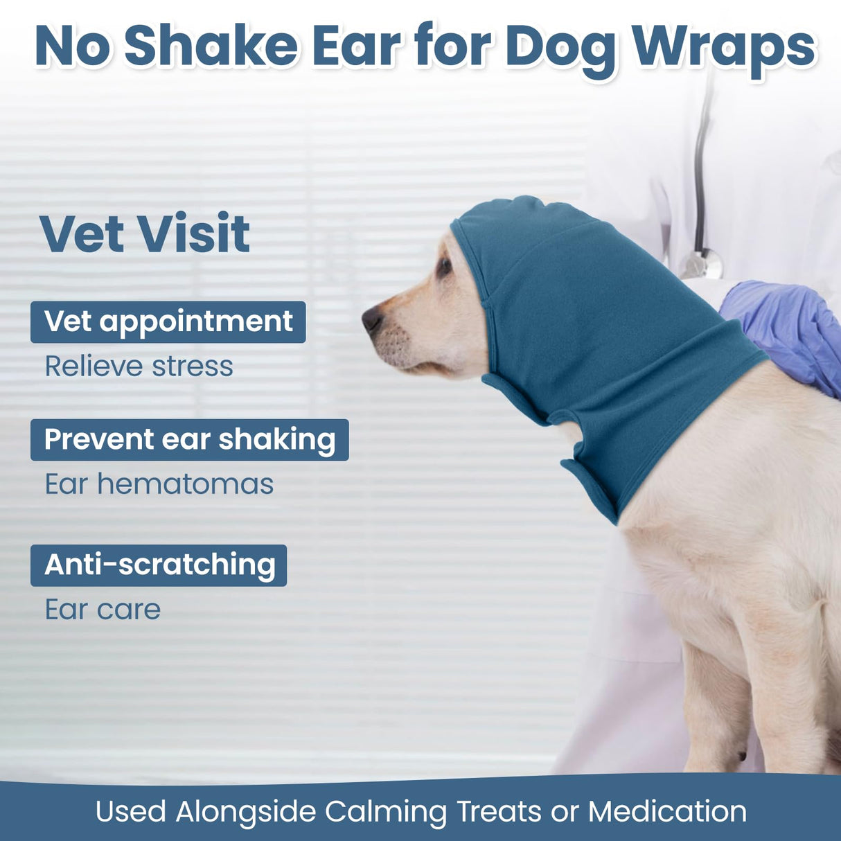 Nanaki Calming Hoodie Dog Ear Covers-No Shake Hematomas Ear Wraps for Dogs, Adjustable Head Wrap Muffs Noise Cancelling Protector, Anxiety Relief, Fireworks & Grooming Bathing, 4th of July, Vet Visit