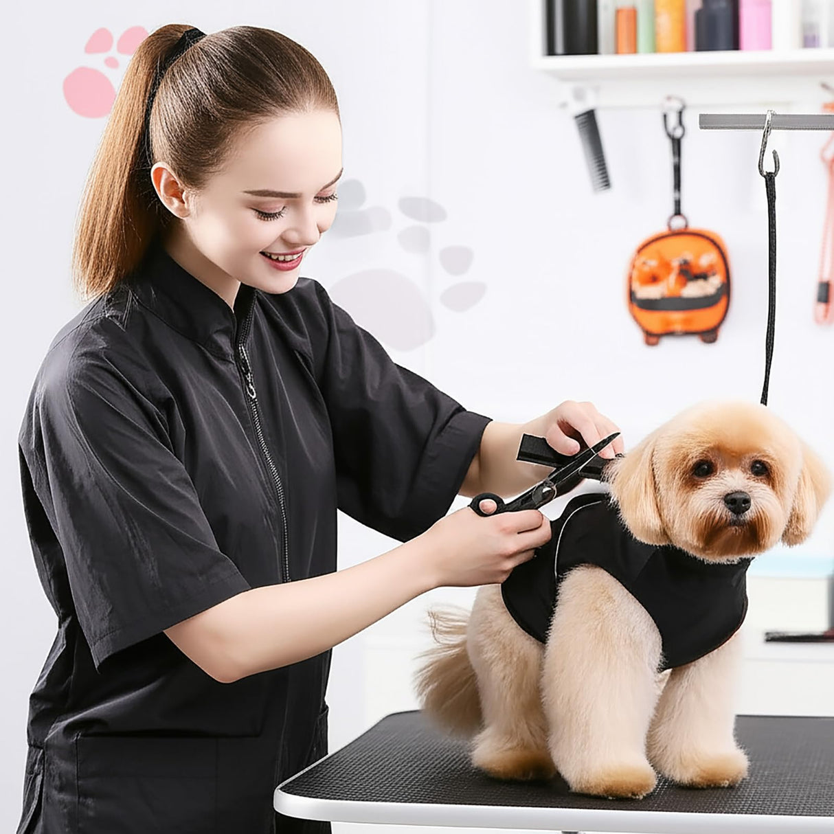 Gliitatu Grooming Smock for Dog 2 Pack Groomers Barber Jacket Smocks Hairstylist Smocks Jacket with Full Zipper for Women Men (3X-Large)