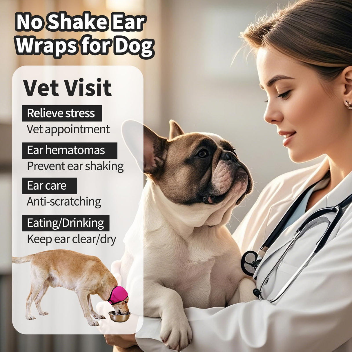 LIANZIMAU Quiet Ears for Dogs Comfort Calming Hoodie Dog Ear Covers for Noise & Anxiety Relief Ear Wraps for Dog Adjustable Dogs Ear Muffs Noise Protection Firework,Grooming and Force Drying
