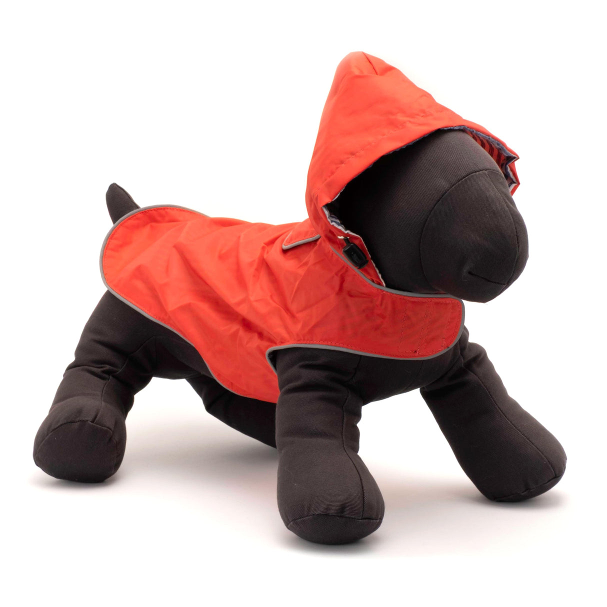 THE WORTHY DOG Seattle Slicker Dog Rain Jacket – Lightweight Water-Resistant Coat with Reflective Trim, Adjustable Fit, Hood Drawcord & Covered Harness Hole - Red, Medium
