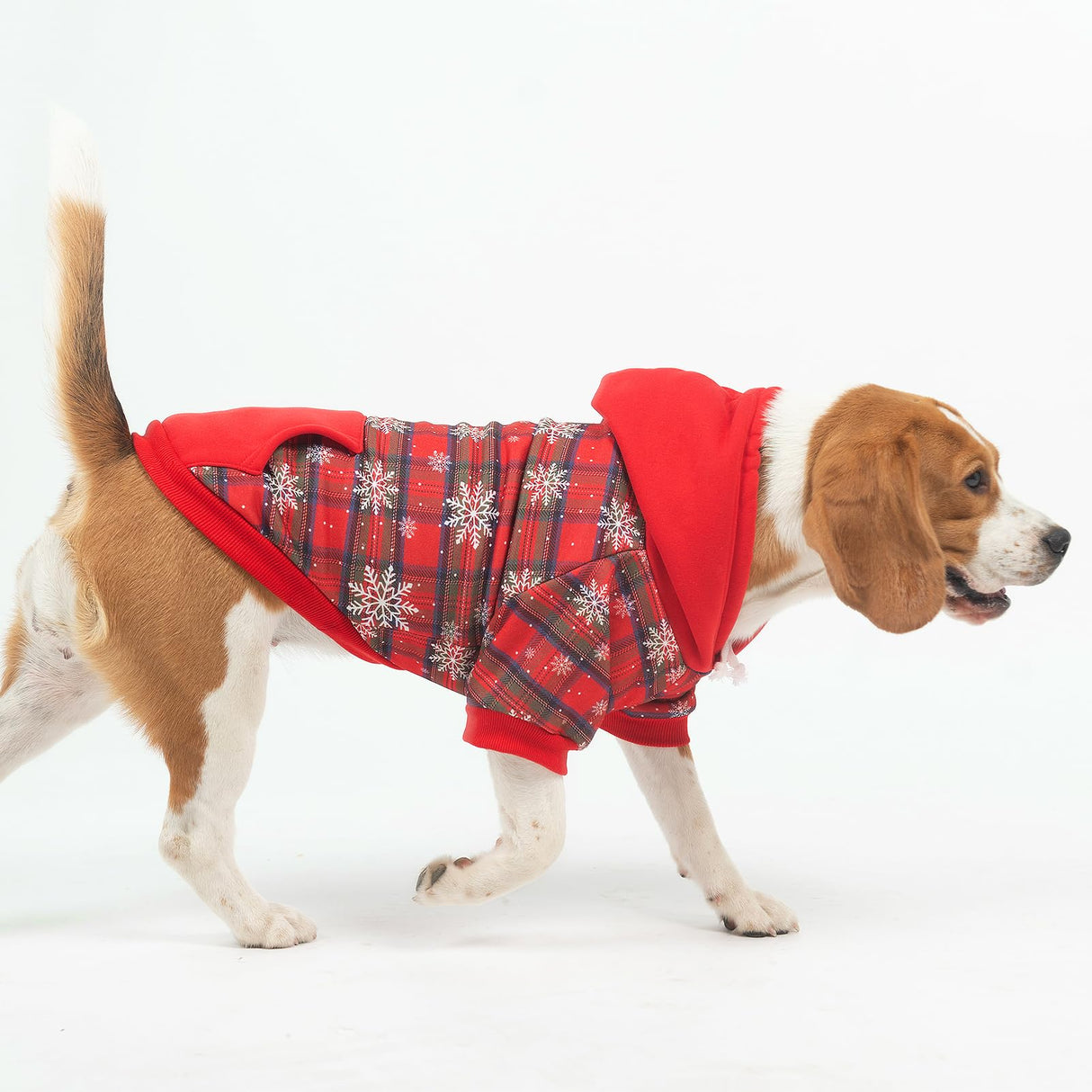 PUPTECK Winter Dog Hoodie Pet Sweatshirt Soft Warm Clothes Fleece Lined with Hat for Small Medium Large Dogs, Pocket Design, Snow M