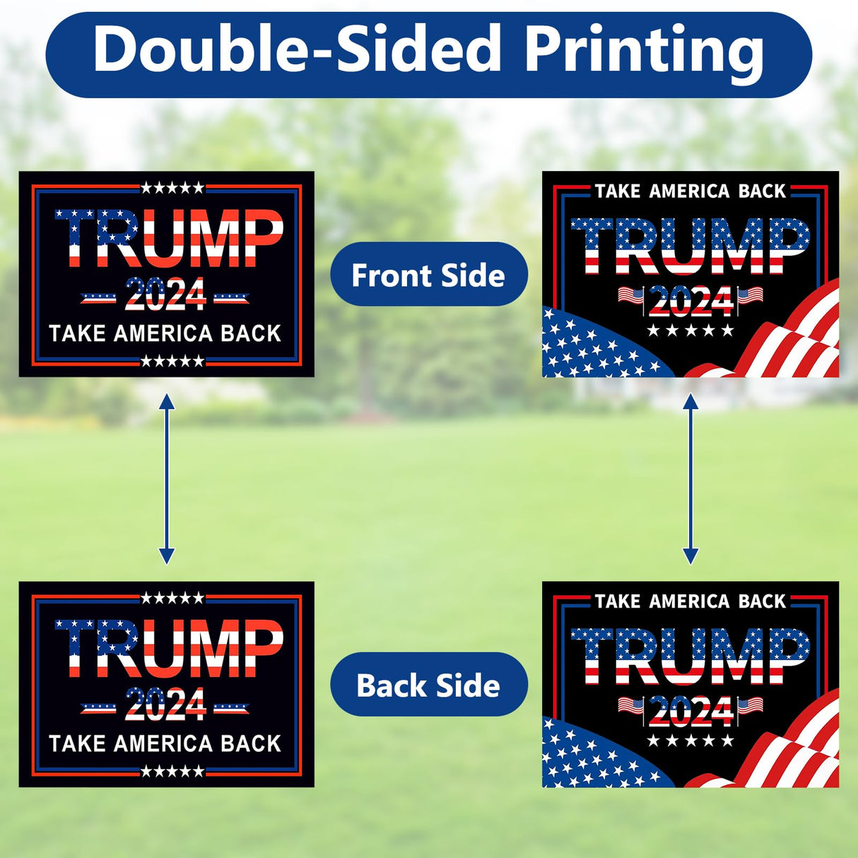 Trump 2024 Yard Signs with H-Stakes, 2PCS 16" X 12" Trump 2024 Take America Back Yard Signs, Placard Voted for Trump Outdoor Lawn Yard Garden Decoration