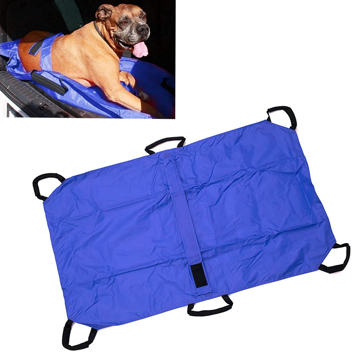 Transport Stretcher for Dogs, Pet Folding Stretcher Emergency Animal Carrier with Safety Strap Max 132 Pound Weight Animal Stretcher for Dogs (Blue)