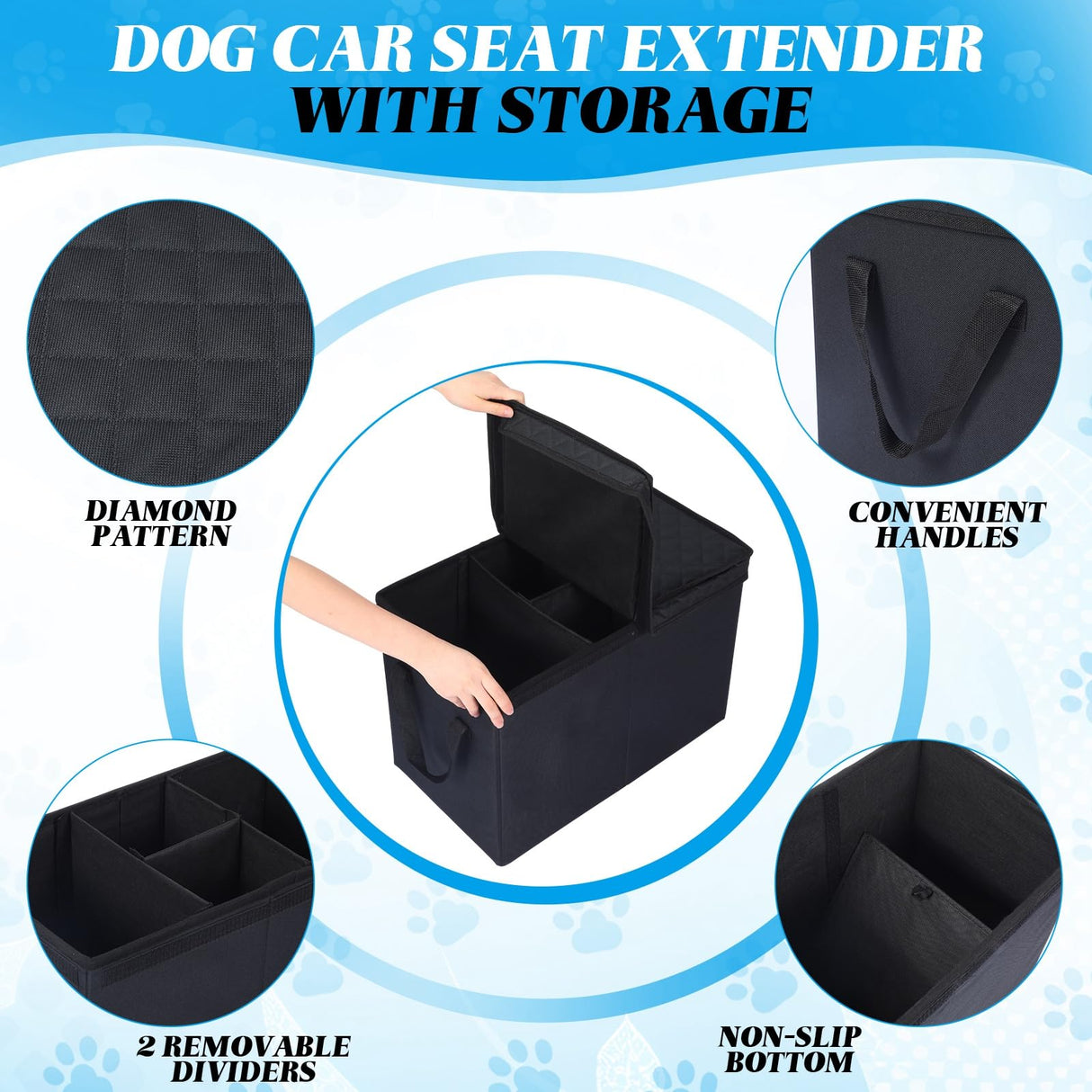 Datanly Back Seat Extender for Dogs, Dog Car Seat Cover with Storage Organizer, Waterproof Scratch Proof Cover for Cars Trucks and Suvs Front or Back (Large 29"x20"x22")