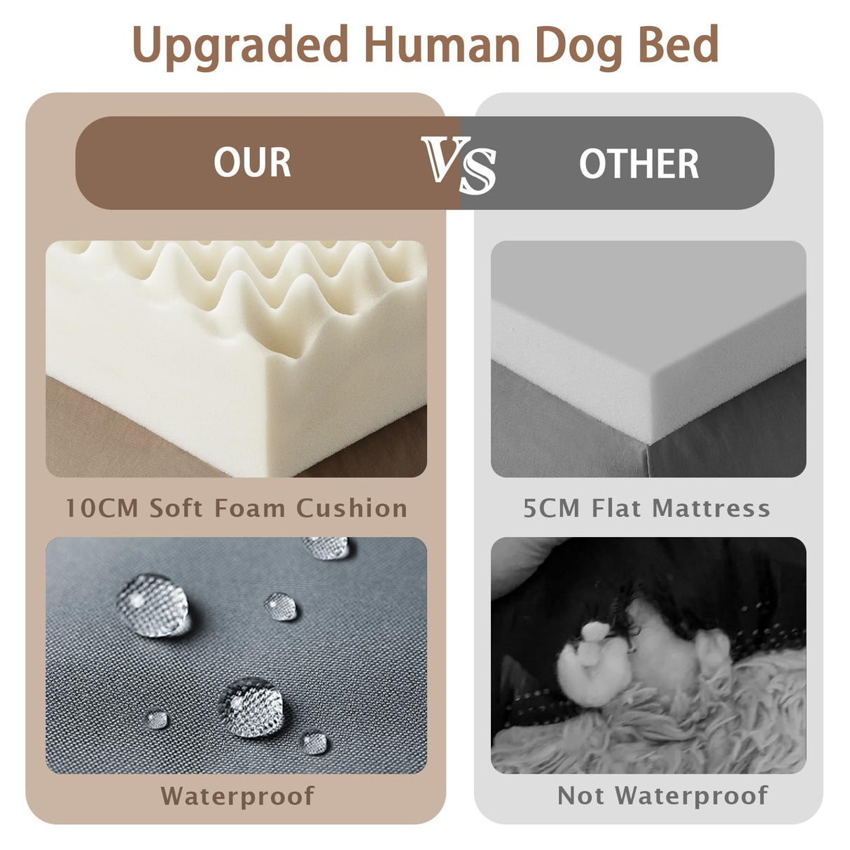ROOMTEC Human Dog Bed, 71''x45''x12'' Size Fits Adult and Pet Washable Giant People Bed 10 CM Thick Memory Foam Large Oversize Pet Bed with Plump Pillow, Blanket, Strap - Grey