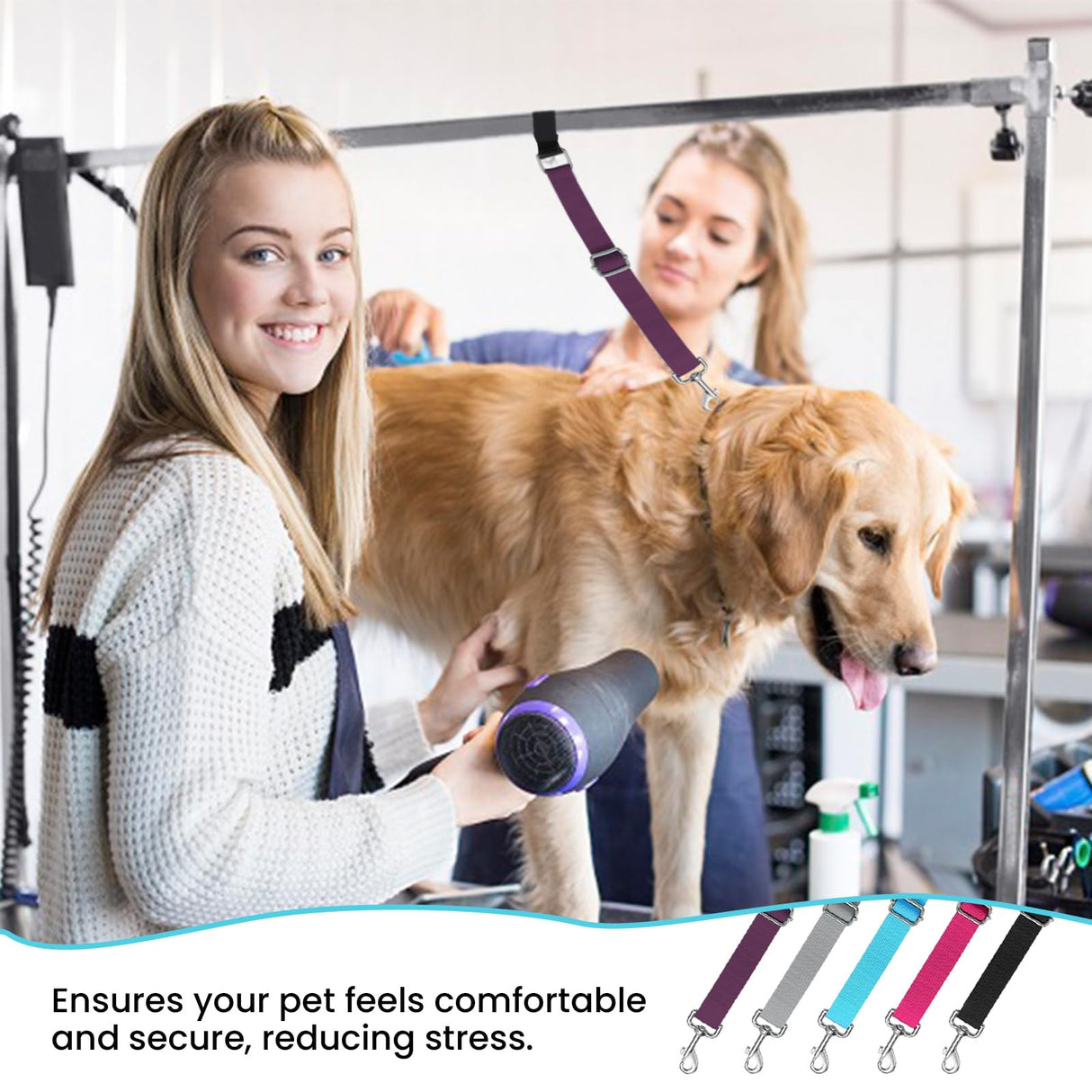 Dog Grooming Loop Extension Straps - Adjustable Pet Bathing & Trimming Restraints, Fits Grooming Arm, 5 Pcs