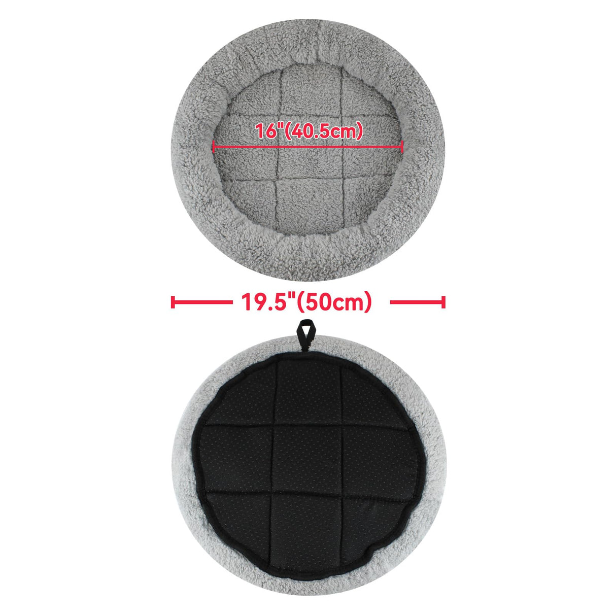 Enjoying Plush Cat Bed Mat Diameter 19.5" Round Pad with Pillow Around for Cats Dogs Relying/Curling Sleep Warm Dog Cushion for Crates, Antiskid Bottom, Large, Gray