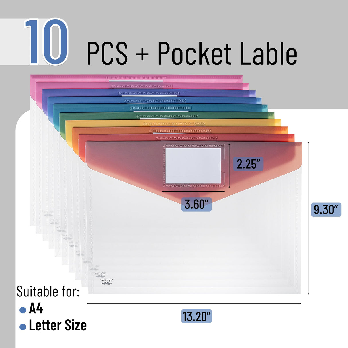 Mr. Pen- Clear Plastic Envelopes File Folders, 10 Pack, A4, Letter Size
