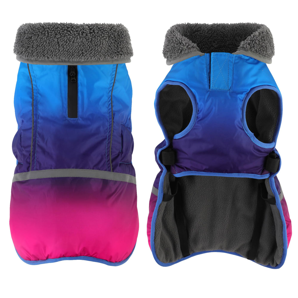 Dogcheer Warm Dog Coat, Waterproof Dog Winter Jacket Christmas Puppy Cold Weather Coats with Buckle, Reflective Adjustable Pet Snow Jacket for Small Medium Large Dogs - Gradient Blue-red, 3XL