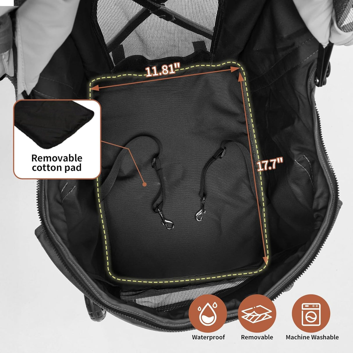 TerraPede Lightweight 10 lbs Foldable Pet Stroller for Small Dogs & Cats, Easy-Fold Compact, with Adjustable Sun Canopy, Cup Holder, Breathable Mesh, Pad & Storage Bag, Holds 33 lbs, Dark Black