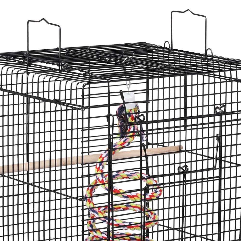 Yaheetech Open Play Top Travel Bird Cage for Conure Sun Parakeet Green Cheek Conure Lovebird Budgie Finch Canary, Small-Size Travel Portable