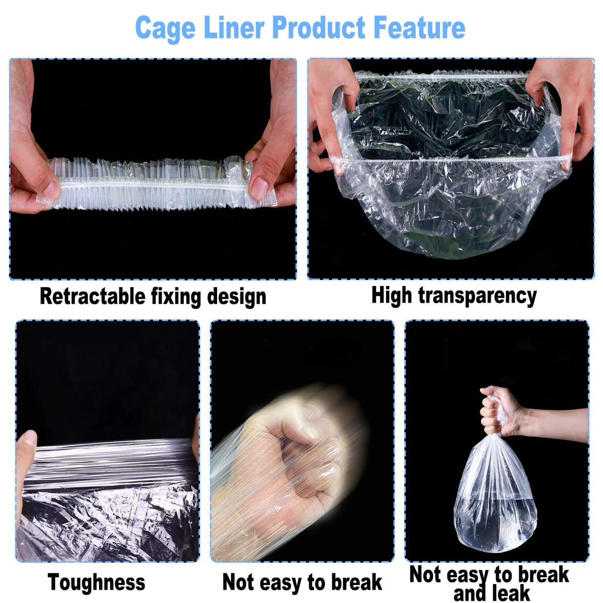Niwaes 50Pcs Large Rabbit Cage Liner Disposable Bunny Cage Liner Bag 34'' X 22''- Clear Elastic Pet Toilet Film Small Animal Tray Covers for Bunnies Ferrets Chinchillas Birds - Leak Proof & No Mess