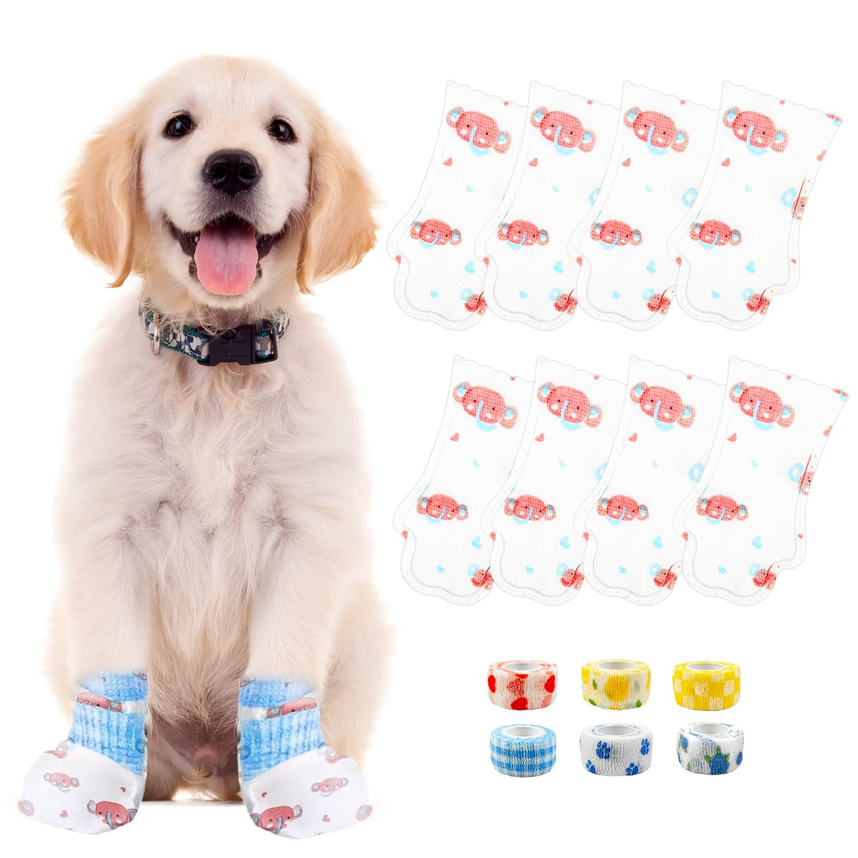 Disposable Dog Booties for Dog Cats,40Pcs Pet Booties Waterproof and Breathable with Adjustable Bandage,Paw Socks Protector for Small Medium Large Dogs,Disposable Dog Boots