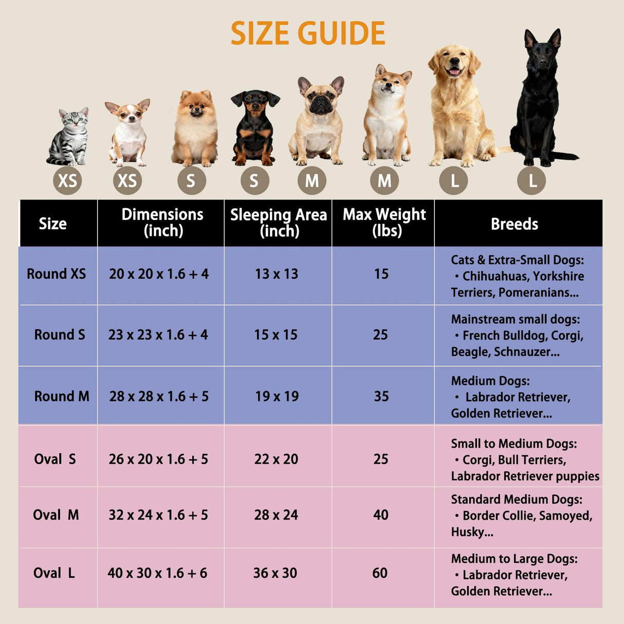Doimier Calming Dog Beds for Medium Large Dogs, Orthopedic Cushion Plush Large Pet Bed Lounge with Washable Cover, Anti-Anxiety Soft Fluffy Faux Fur Fits up to 60 lbs Pets (Oval, Beige 40"x30")