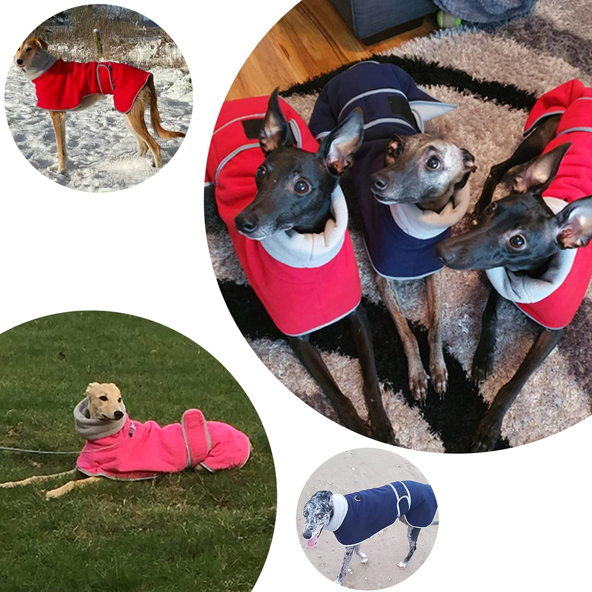 Geyecete Greyhound Cosy Fleece Jumper, Dog Winter Coat with Warm Fleece Lining, Outdoor Dog Apparel with Adjustable Bands for Medium, Large Dog -Pink-XS