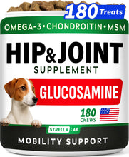 Load image into Gallery viewer, Glucosamine for Dogs w/Chondroitin - Hip & Joint Supplement for Dogs w/Omega-3 Fish Oil - Chondroitin MSM - Advanced Mobility Chews - Joint Pain Relief - Hip & Joint Care - Made in USA (180Ct)