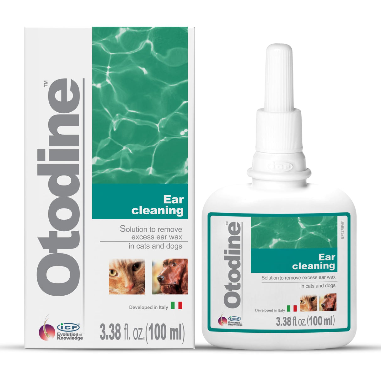 ICF Otodine Dog Ear Cleaner Solution - Veterinary Formula for Itchy Ears, Head Shaking & Scratching - Tris-EDTA Flush for Wax, Debris & Odor - Gentle & Safe for Cats & Puppies - 100ml