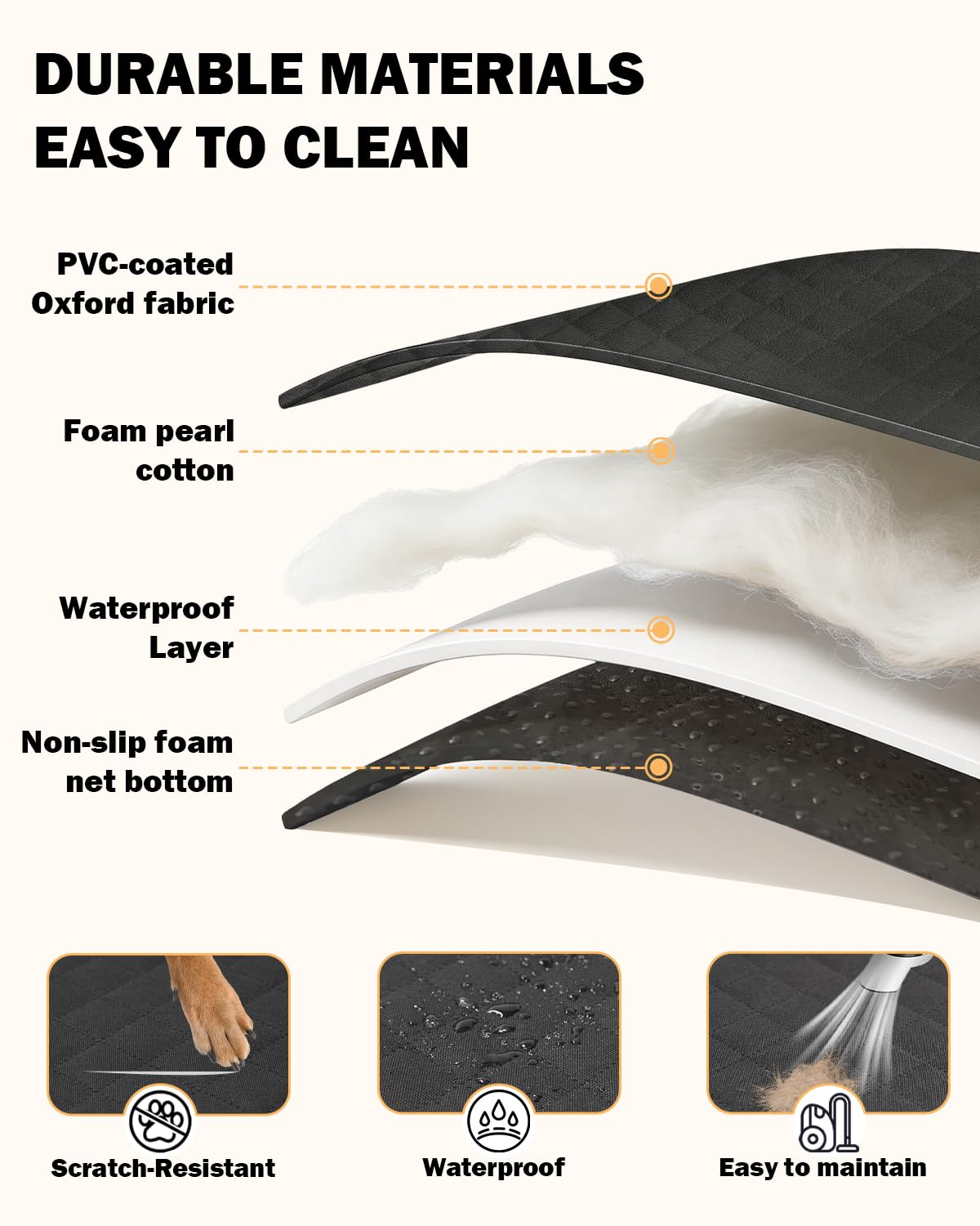 Dog Seat Cover For Back Seat- Heavy Duty Soft Bottom Car Hammock for Dog, With a Heightened Design Both Side,Fits Cars,Suv, and Mid-Size Trucks, Waterproof and Machine Washable,Black&Large Size.