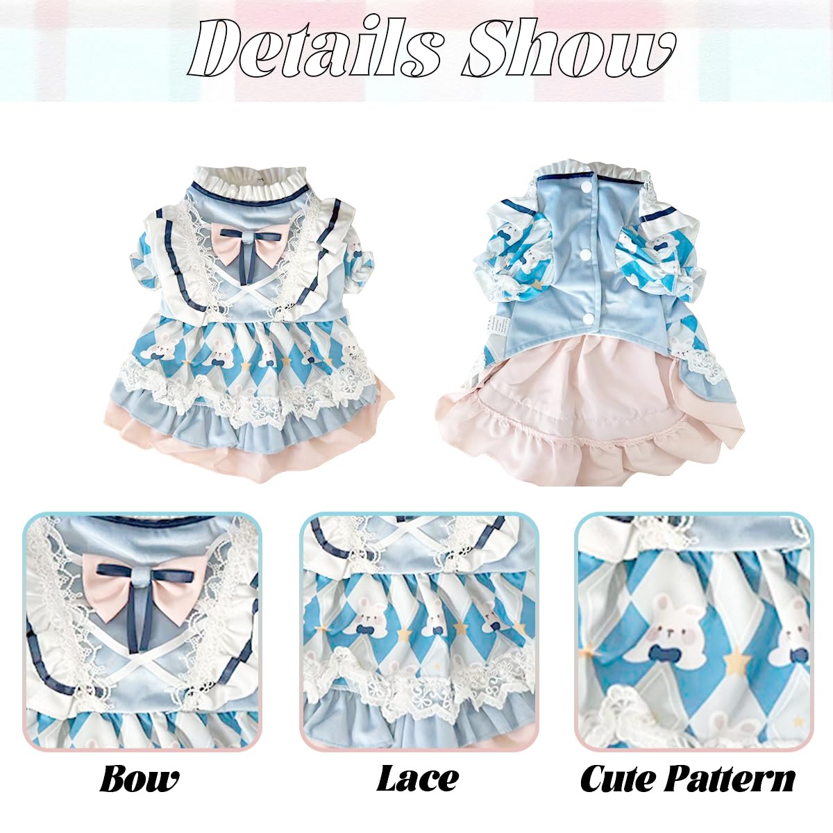 MengYu Small Dog Dress Cat Princess Costumes, Pet Birthday Clothes,Lolita Costume Dress for Puppy and Kitten,Velvet Pet Bodysuit Clothes for Daily,Anniversary,Indoor,Outdoor