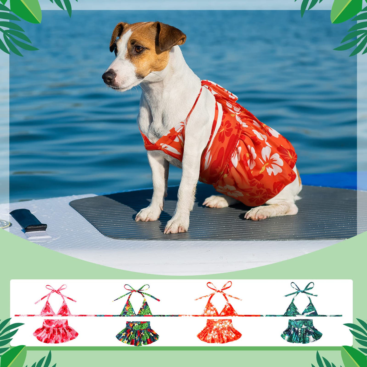 Amylove 4 Pack Summer Themed Dog Bikini for Small Dogs Bathing Suits for Puppy Doggies Swimsuit Dog Bathing Dress Pet Skirts Hawaii Puppy Dresses for Girl Small Dogs Cats Beach