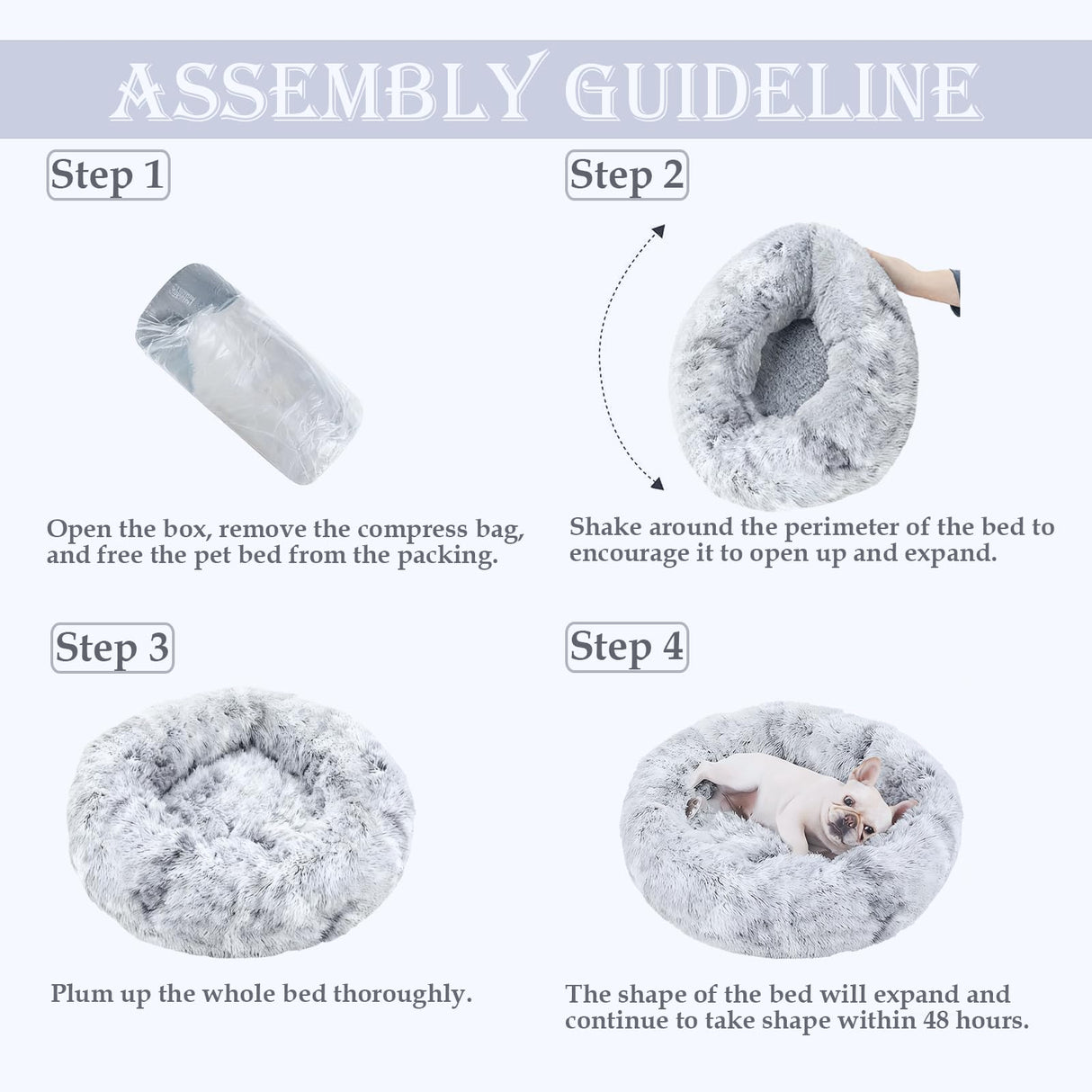 Washable Dog & Cat Bed for Ultra Large Small Medium Size Pet, Calming Donut Round Cute Warming Mat House Supply Indoor, 8 Sized Deal Necessity Essential Furniture for Boy Girl Puppy Kitten kitty