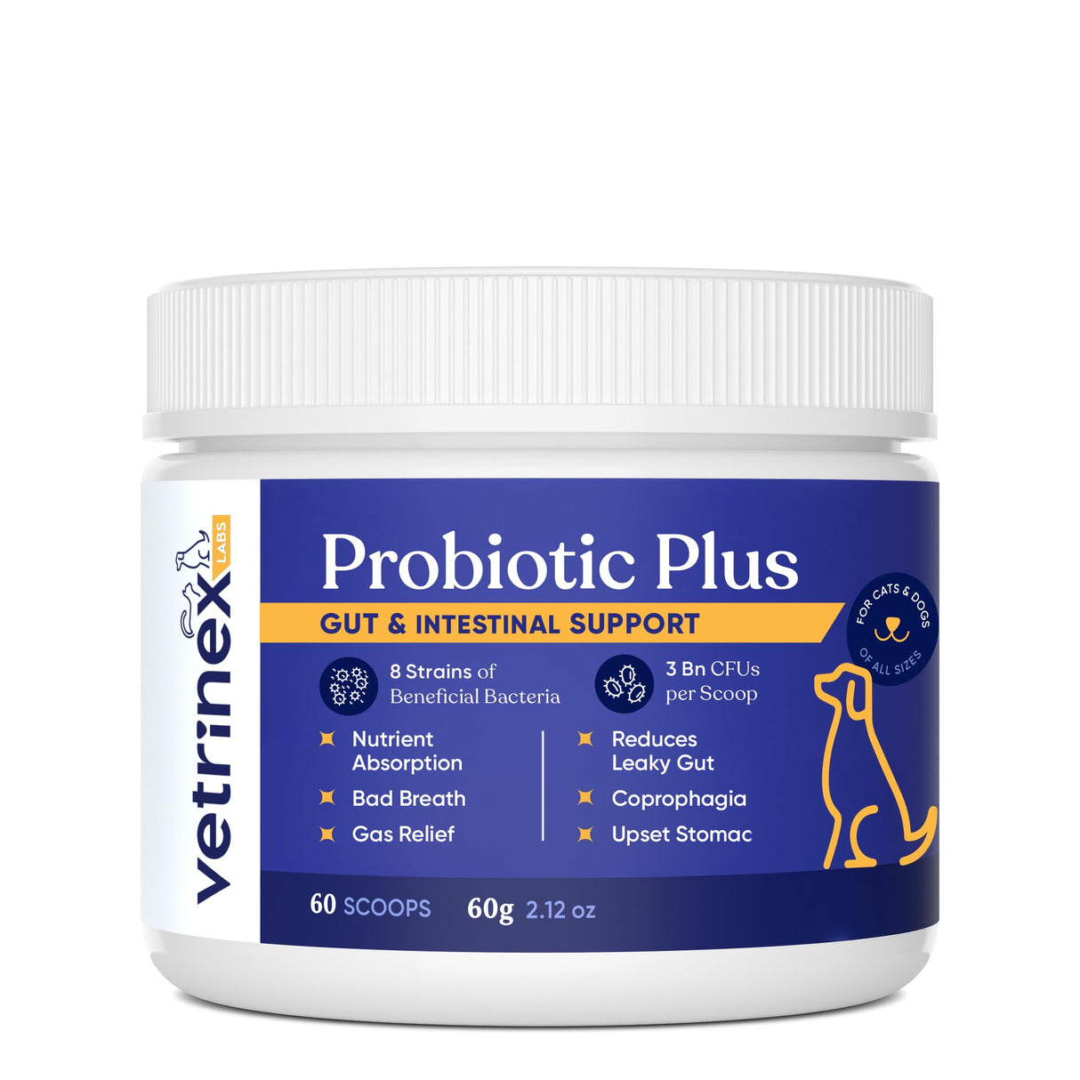 Vetrinex Labs Probiotic - Coprophagia Treatment for Dogs - Stop and Prevent Dog from Eating Poop - No Stool Eating, Deterrent and Prevention - Probiotics Powder for Cats, Dogs & Puppies