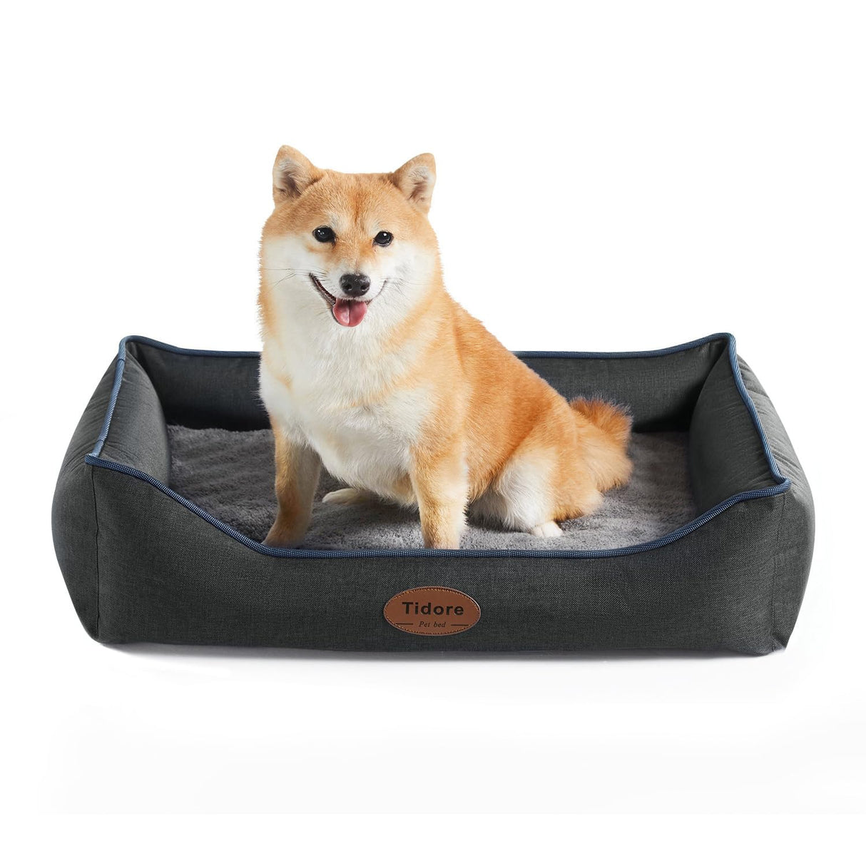 Tidore Orthopedic Dog Beds for Medium Dogs, Durable Egg Crate Foam Sofa Dog Bed wit Washable Removable Cover,Waterproof Lining,Pet Bed for Large Dogs (Dark Grey, 26.4" L x 21.7" W x 6.2" Th)