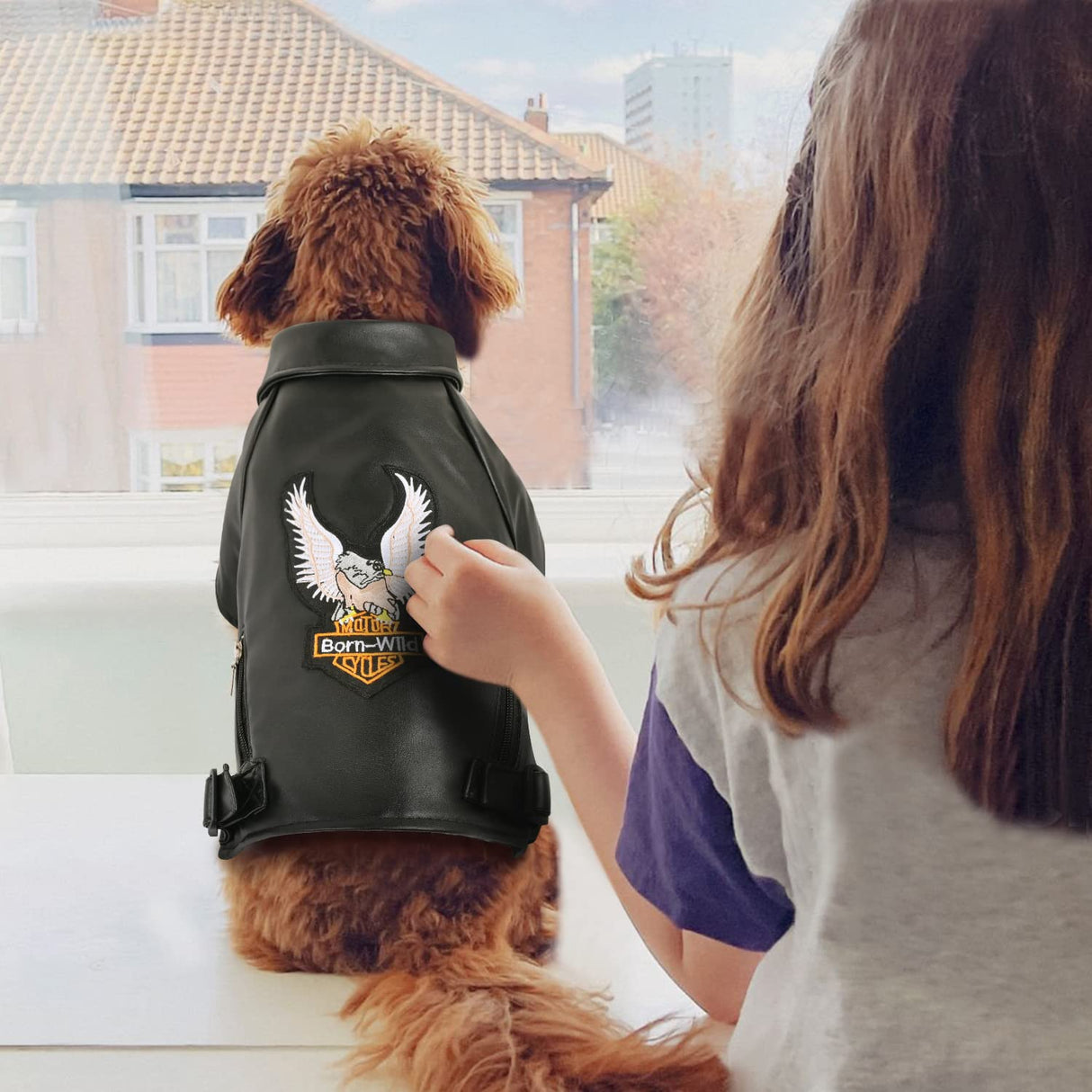 Warm Winter Dog Coat for Small and Medium Sized Dogs - Windproof and Waterproof Puppy Jacket - Cool Pet Leather Clothes for Chihuahua and Yorkie - Black Small