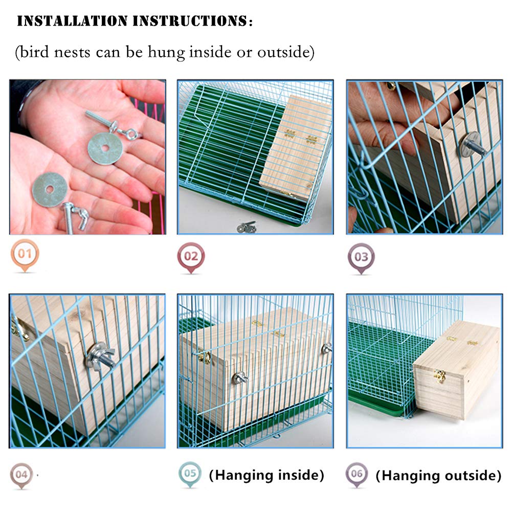 YJJKJ Wood Parakeet Nest Box Pet Bird House Parrot Breeding Mating Box Bird Cage Box for Lovebirds Cockatiel Parrotlets Budgerigar Parakeet (M)