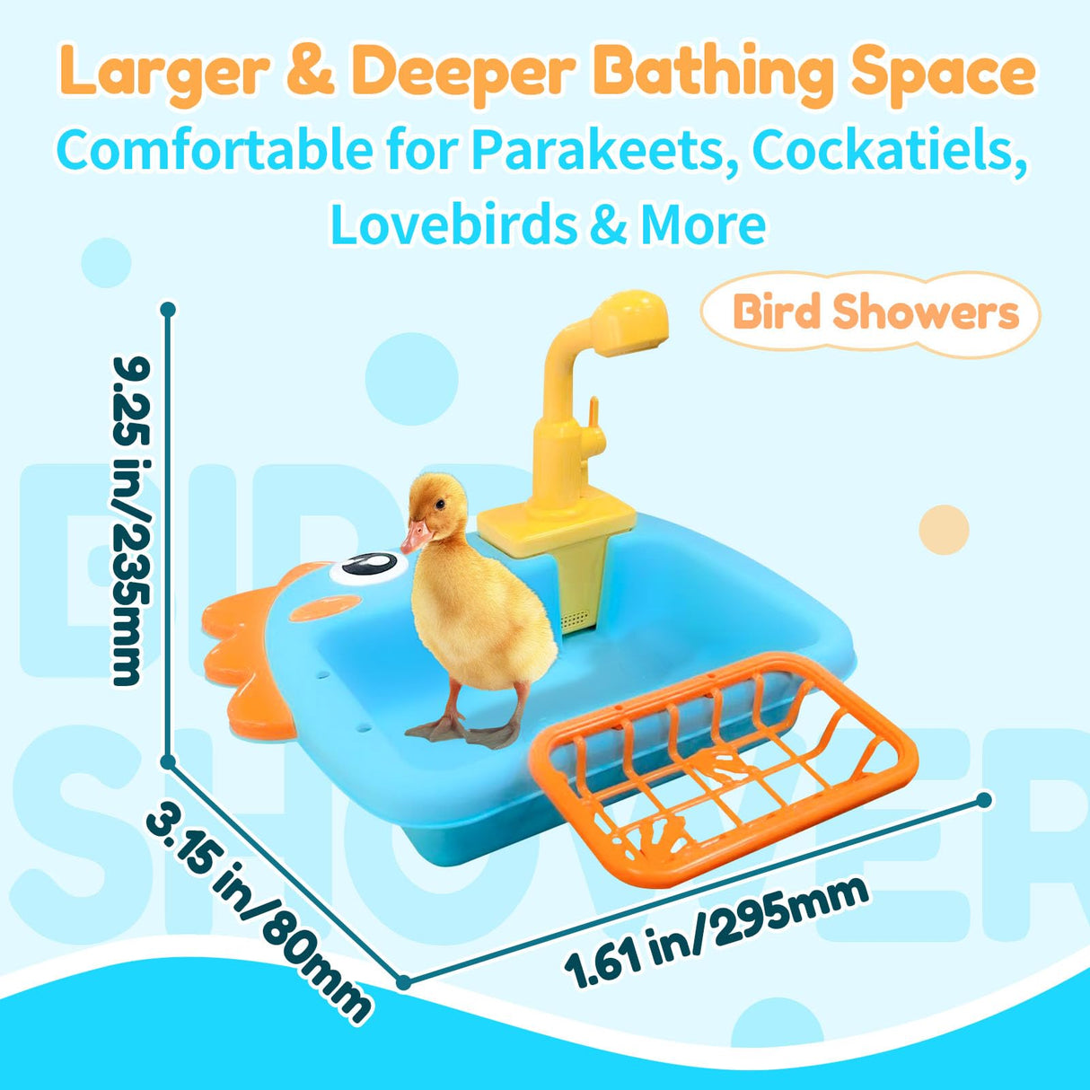 Automatic Bird Shower & Parrot Bath Fountain – Cage Mountable Parrot Shower Box for Cockatiels, Budgies, Conures & Lovebirds(Blue)