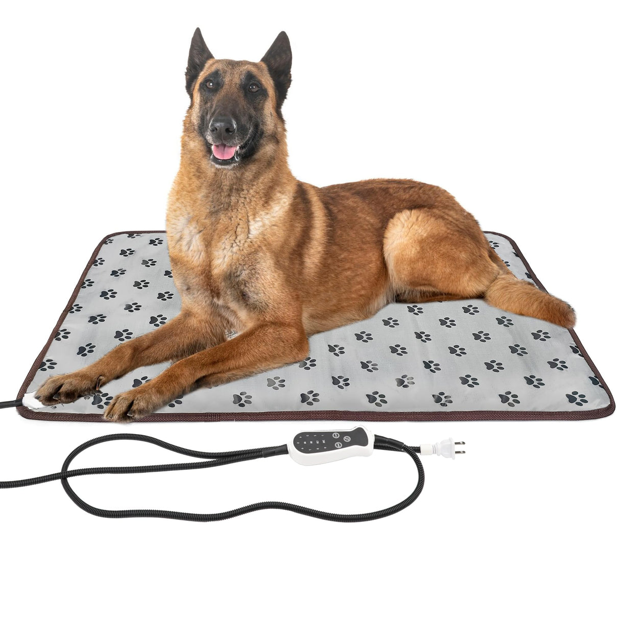DEOMAN Pet Heating pad 34"x21" Large Dog cat Heating pad Heated ped beds Dogs House Heater Electric Warming pad for Puppies with Timer,Chew Resistant Cord,Easy Clean,Waterproof