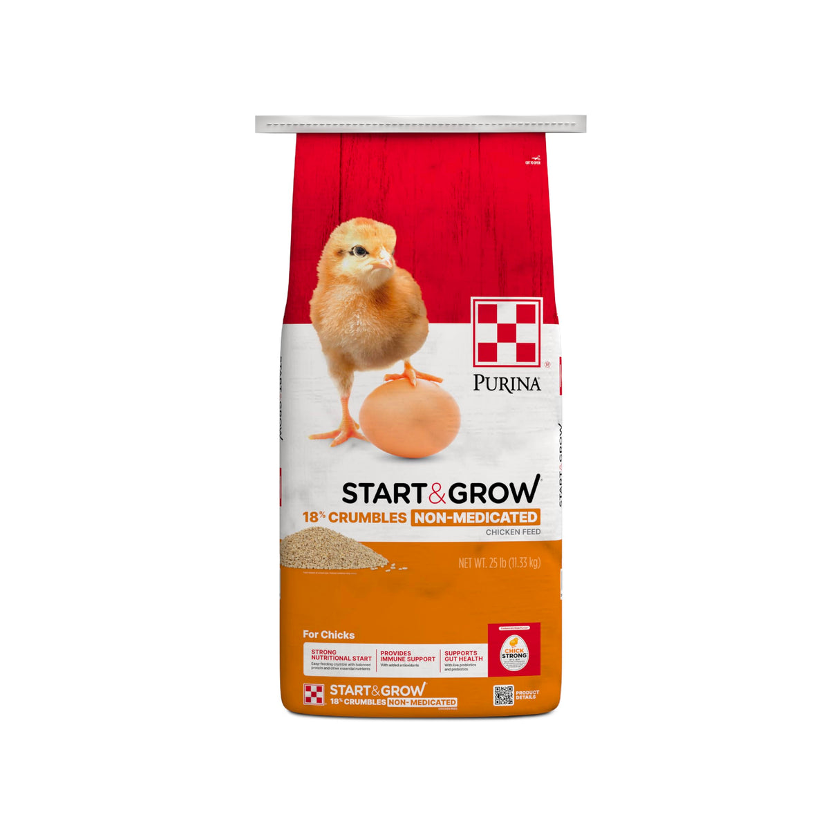 Purina Start and Grow | Non-Medicated Chick Feed Crumbles | Nutritionally Complete - 25 Pound (25 lb.) Bag