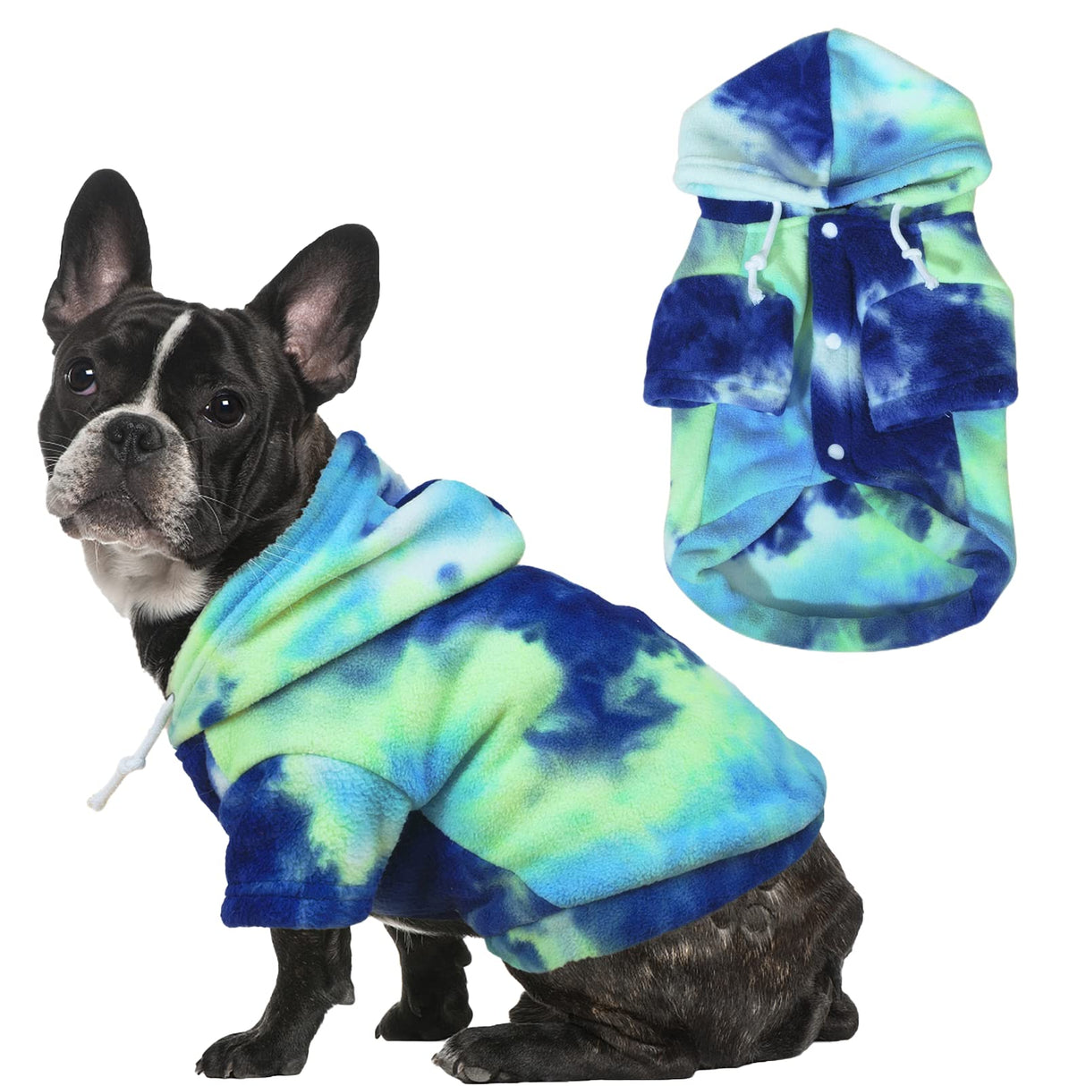 Mklhgty Tie Dye Dog Hoodie, Winter Coat for Small Dogs - Ultra-Soft Adjustable Warm Hood, Breathable Comfort Fabric for Daily Use