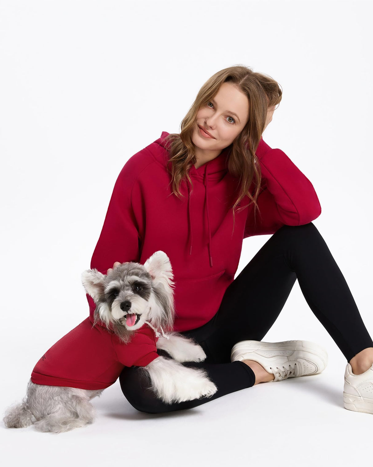 XPUDAC Matching Hoodie for Dogs and Humans Fleece Sweatshirt Soft Warm Pet Hoodie Sweater for Large Small Medium Dog and Owner Matching Clothes Cold Weather, Red, 3X-Large