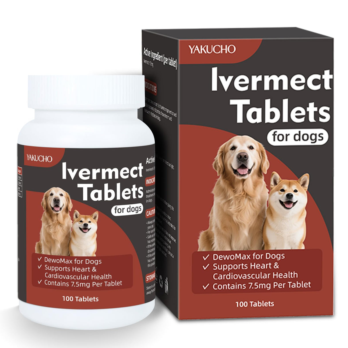 Young Heart for Dogs, lvermect Tablets for Dog – Hawthorn Prevention for Dogs, Heart Health, Circulatory & Cardiovascular System – 7.5 mg, 100 Tablets
