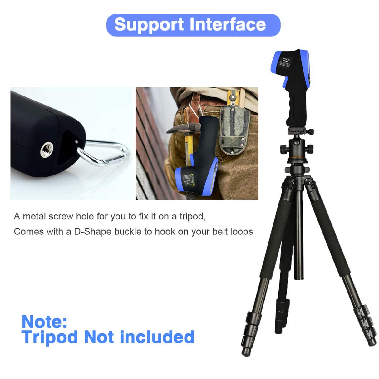 BTMETER BT-1800 Non Contact Pyrometer High Temperature Infrared Thermometer Gun -58°F ~3272°F (-50~1800℃) DS 50:1 for Metal Melting Furnace Forge Kiln Tempe Tester-blue(NOT for Human Temp)