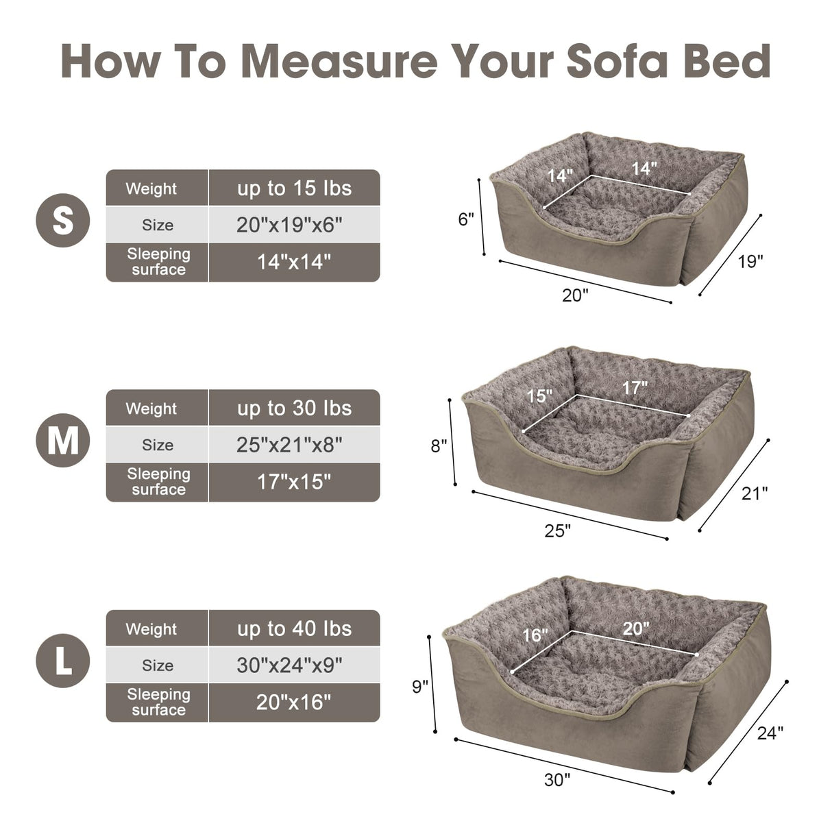 JOEJOY Rectangle Dog Bed for Large Medium Small Dogs - Washable Orthopedic Sofa Bed, Soft Breathable Puppy & Pet Cuddler, Durable Calming Dog Bed with Anti-Slip Bottom, Multiple Sizes, Dark Brown