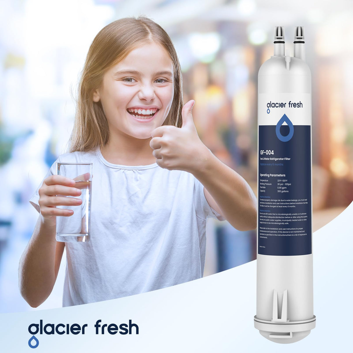 GLACIER FRESH 4396841 Refrigerator Water Filter Compatible with EDR3RXD1, 4396841, 4396710, Filter 3, 46-9083,46-9030, 9030, 9083 Refrigerator Water Filter | 2 Pack