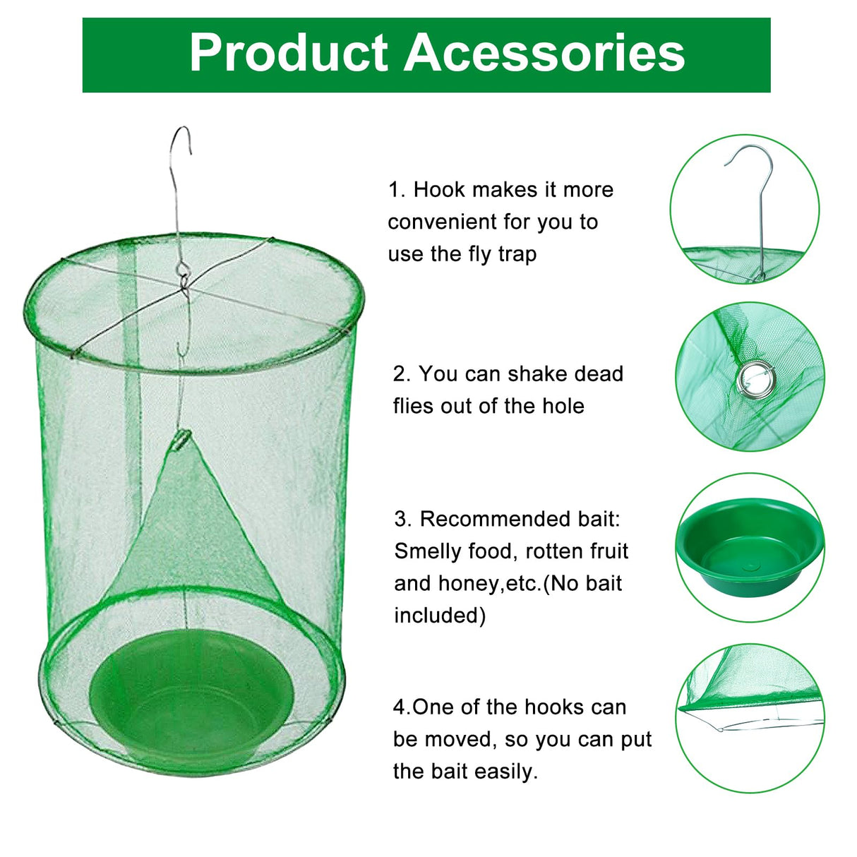 8 Pack Ranch Fly Trap, Disposable Fly Traps Outdoors, Stable Horse Fly Trap, Farm Fly Trap Catcher Killer for Farm/Orchard