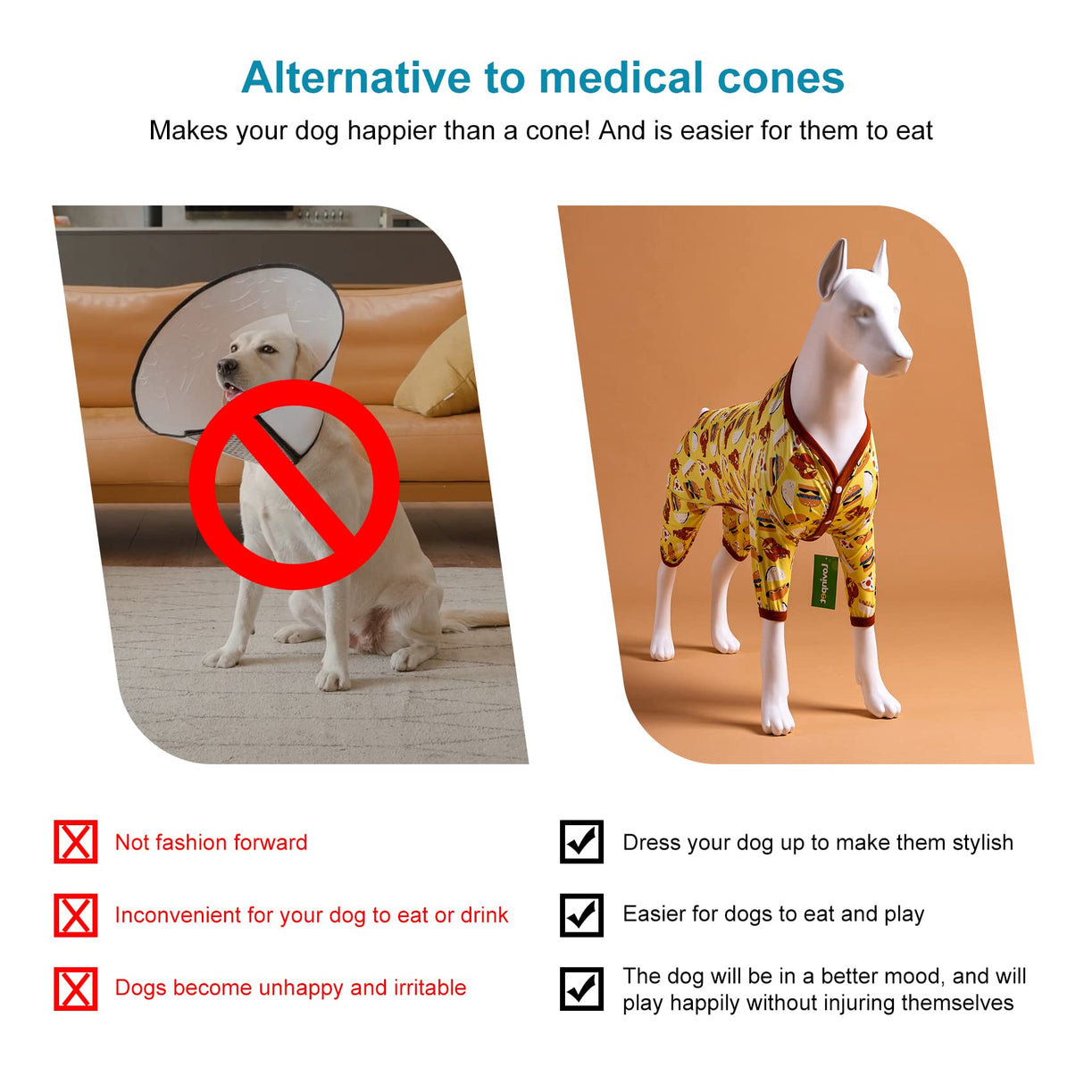 LovinPet Dog PJS Onesies for Giant Dogs, Post Surgery Shirt Dog, UV Protection, Yellow Hamburger Print, Lightweight Pullover Pet Pajamas, Pitbull Onesie, Pajamas for Pitbulls, Onesies for Dogs,2XL