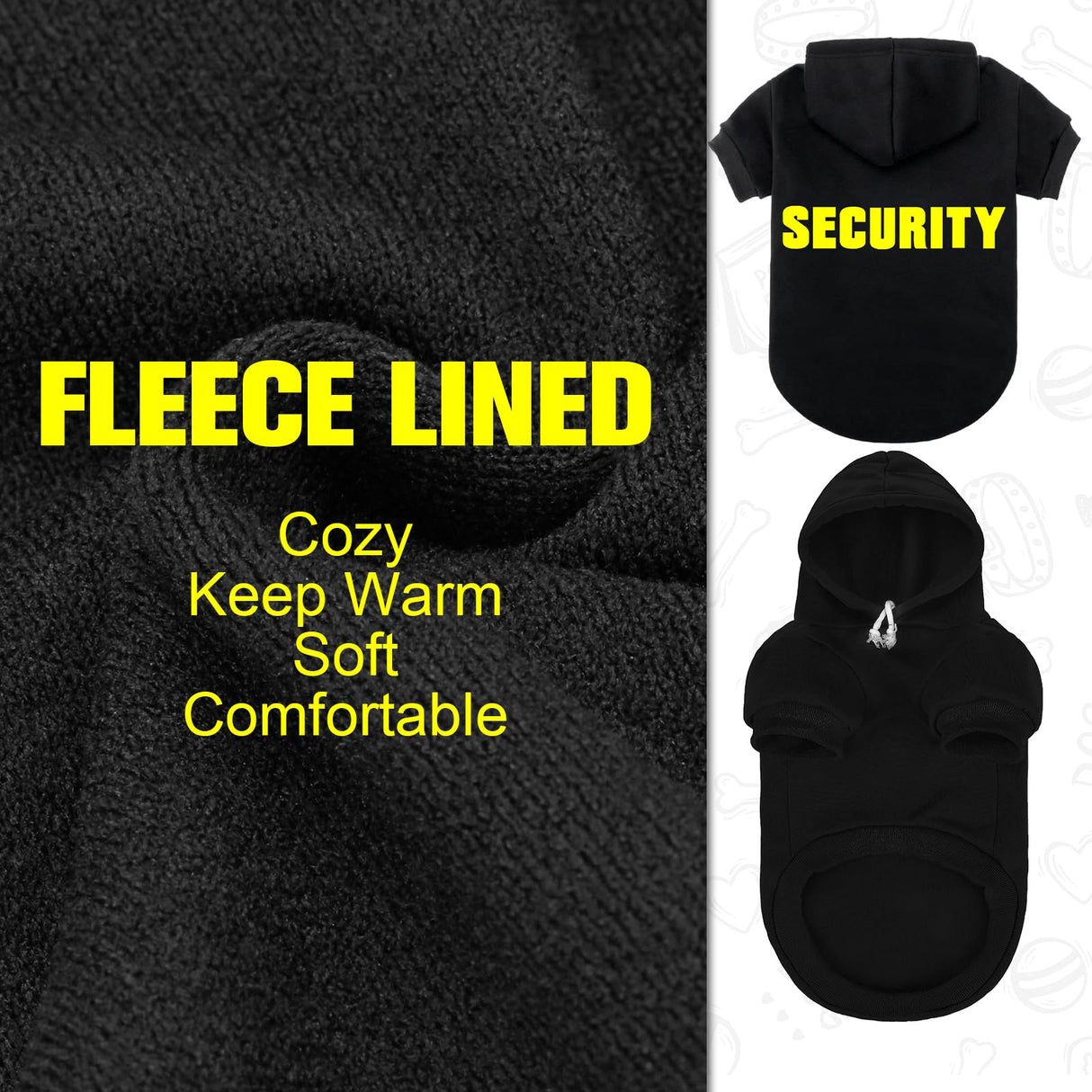 EXPAWLORER Security Dog Hoodie Puppy Sweater - Dog Sweatshirt Soft Fleece Lined Pet Clothes, Cold Weather Hooded Jacket Coat Keep Warm for Small Medium Large Dogs, 3X-Large