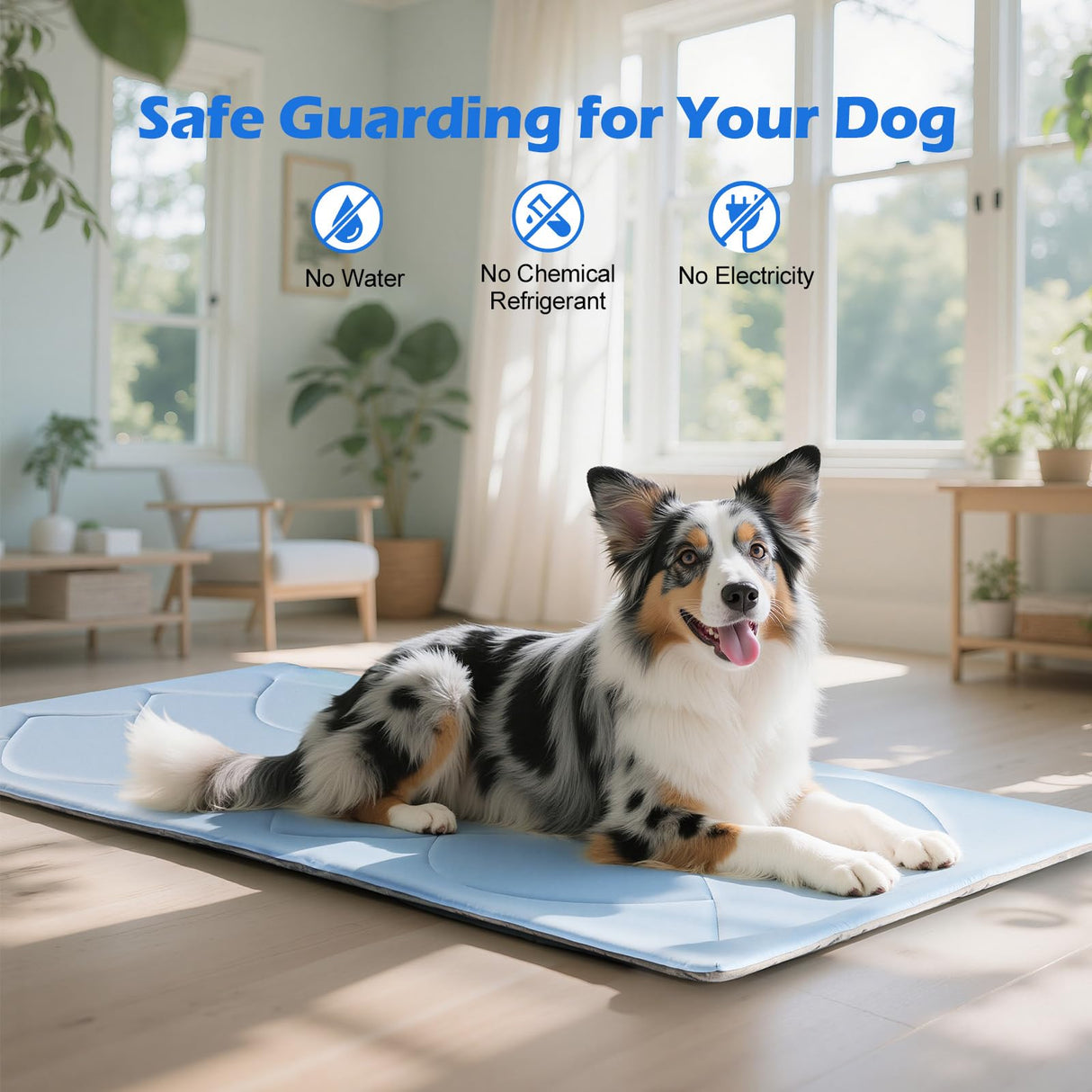 Tivray Dog Cooling Mat, 48'' × 28'' Large, Self-Cooling Mat for Dog Reversible (Cool & Warm), Double-Sided Pet Cool Pads for Crate, Kennel, Machine Washable Summer Blanket, Non-Gel, Blue + Grey