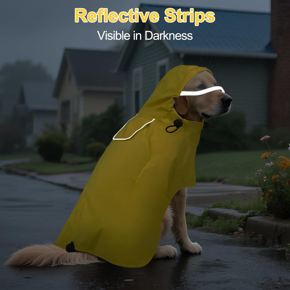 DENTRUN Waterproof Dog Rain Jacket with Hood for Golden Retriever, Husky – Extra-Long Coverage for Heavy Rain, Beach Trips, Dog Parks – Magic Tape & Mesh Lining, XXL