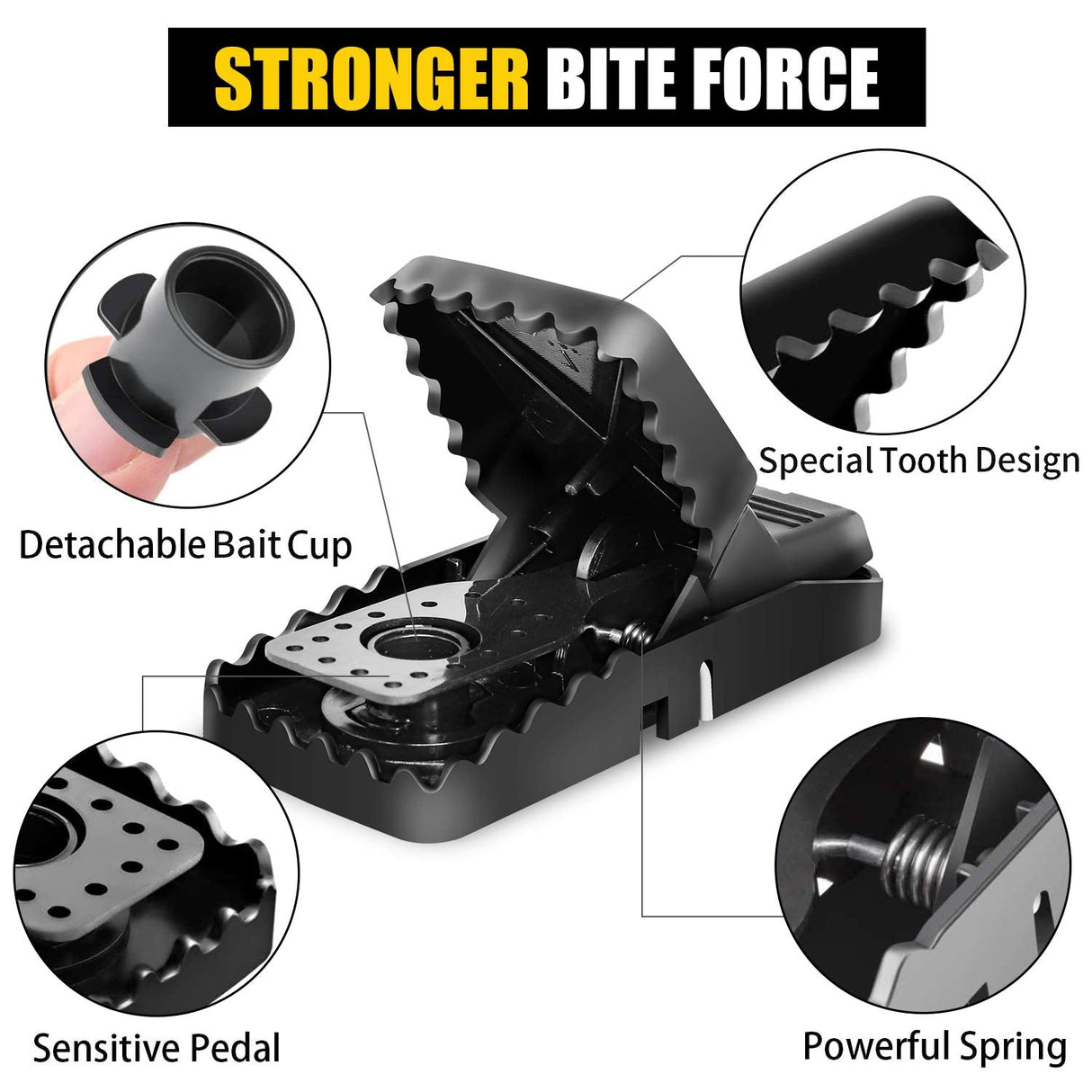 Mouse Trap, Small Rat Traps That Work, Best Humane Mouse Snap Traps No See Kill Mice Traps Mouse Killer with Detachable Bait Cup Safe and Effective Mouse Catcher for Home House Indoor Outdoor - 16PCS