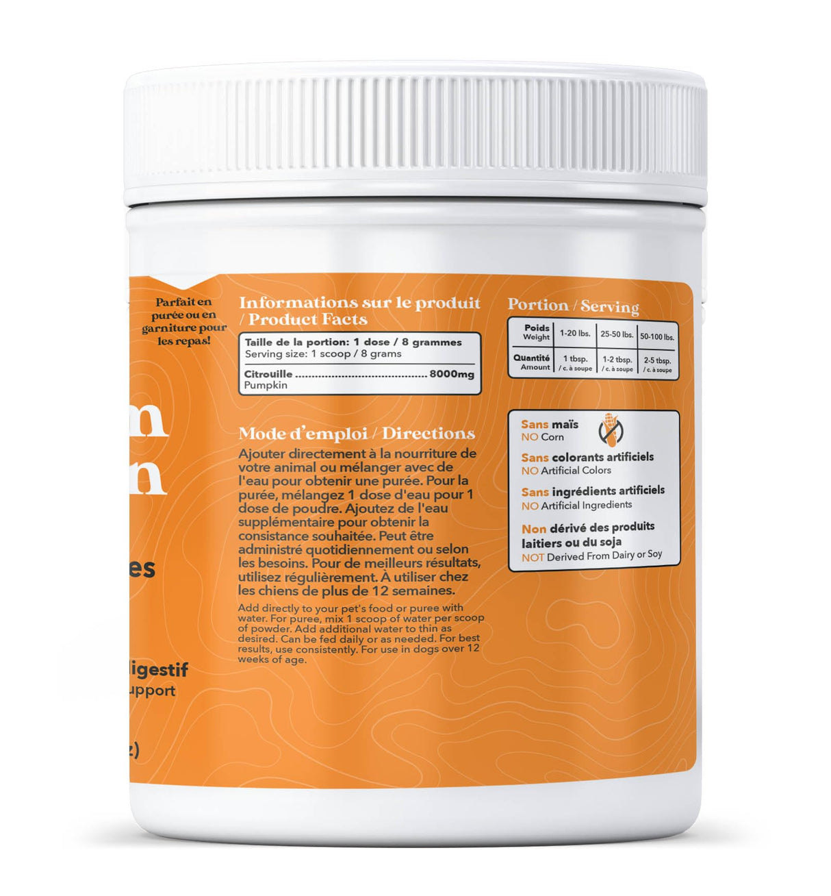 Wild Acre Pumpkin Powder for Dogs - No More Diarrhea or Scoots! - Digestive Puree Treat or Food Topper - Fiber Supplement for Dogs with Prebiotics, 16oz