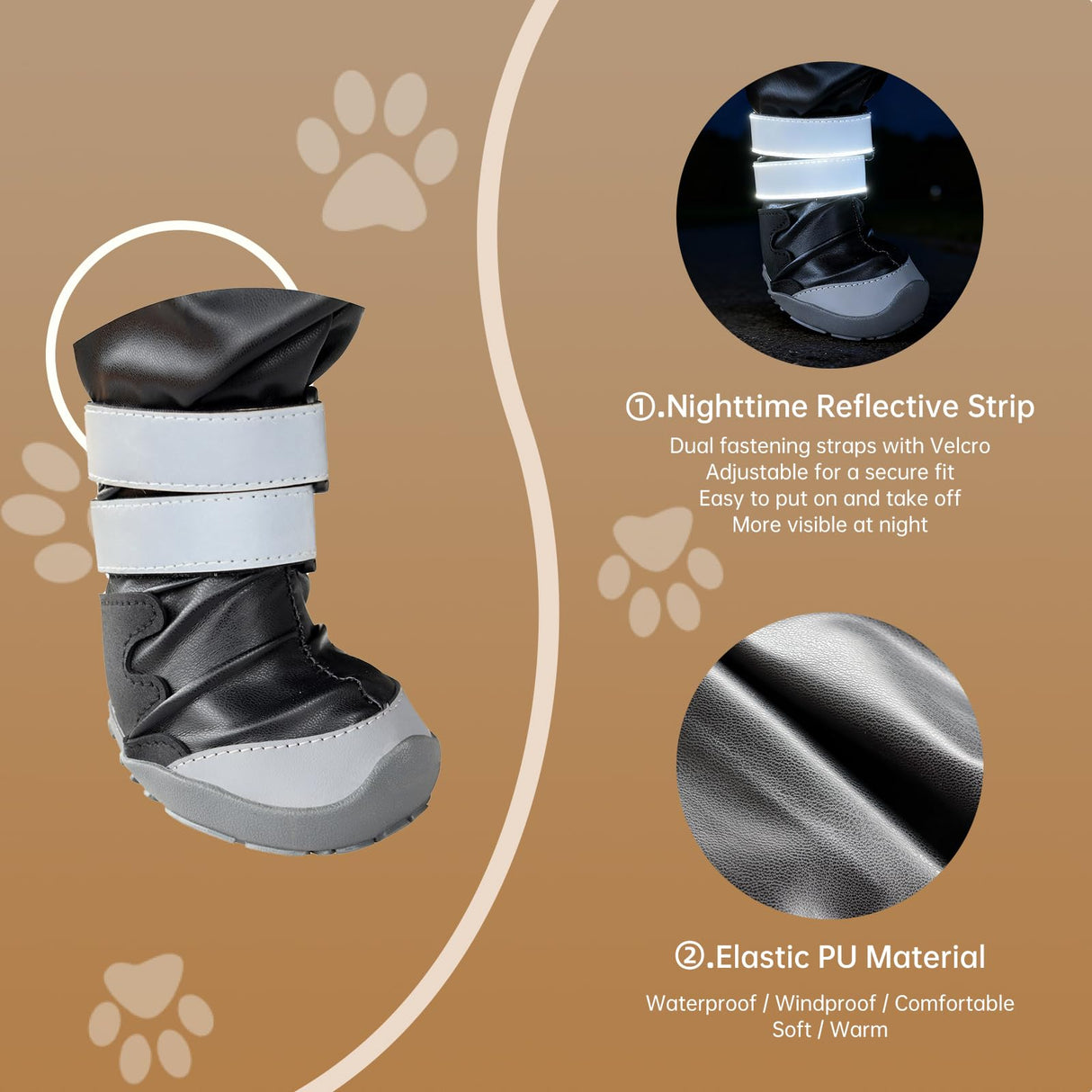 YAQUHO Upgraded Dog Suspender Boots, Waterproof Dog Rain Boot, Anti-Slip Winter Snow Dog Shoes Leggings, Adjustable Suspender Boots for Large Dogs, Paws Protector for Outdoor Dogs Walking Hiking (L)