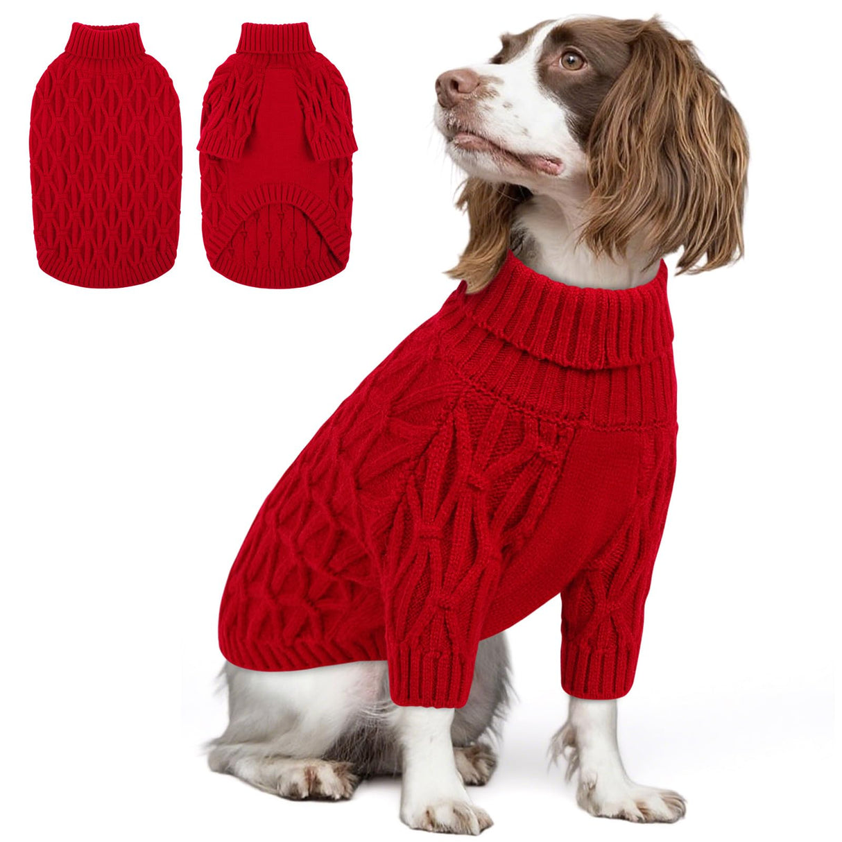 Queenmore Dog Sweaters for Large Dogs Girls Boys,Warm Pullover Extra Large Dog Sweater,Dogs Christmas Sweaters,Classic Turtleneck Thick Clothes for Extra Large Pets, Pitbull, Boxer(Red,XL)